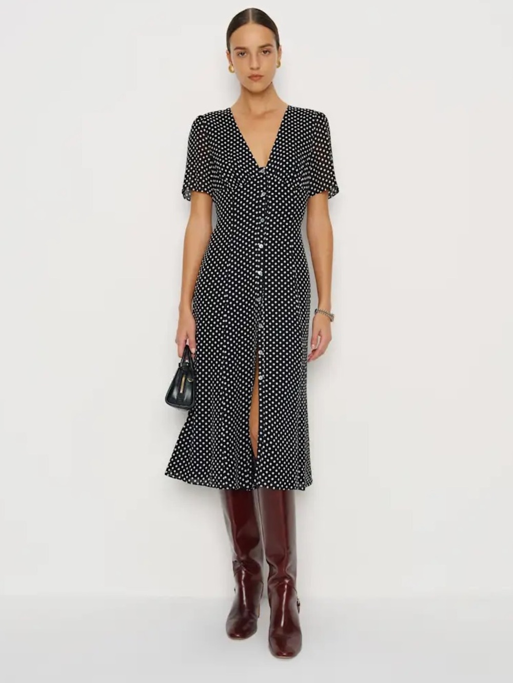 NWT Reformation Lise Midi Dress in Orion Dot Size 4